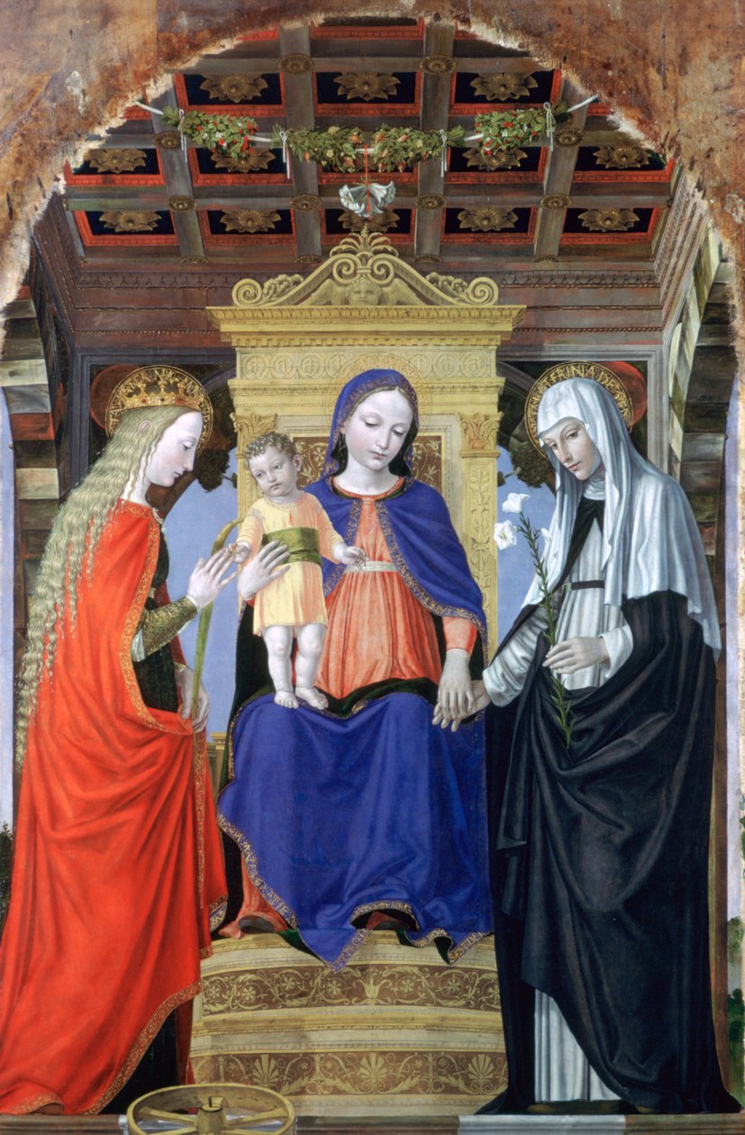 Jomfruen og barnet med den hellige Katarina av Alexandria og den hellige Katarina av Siena, c1490 av Ambrogio Bergognone