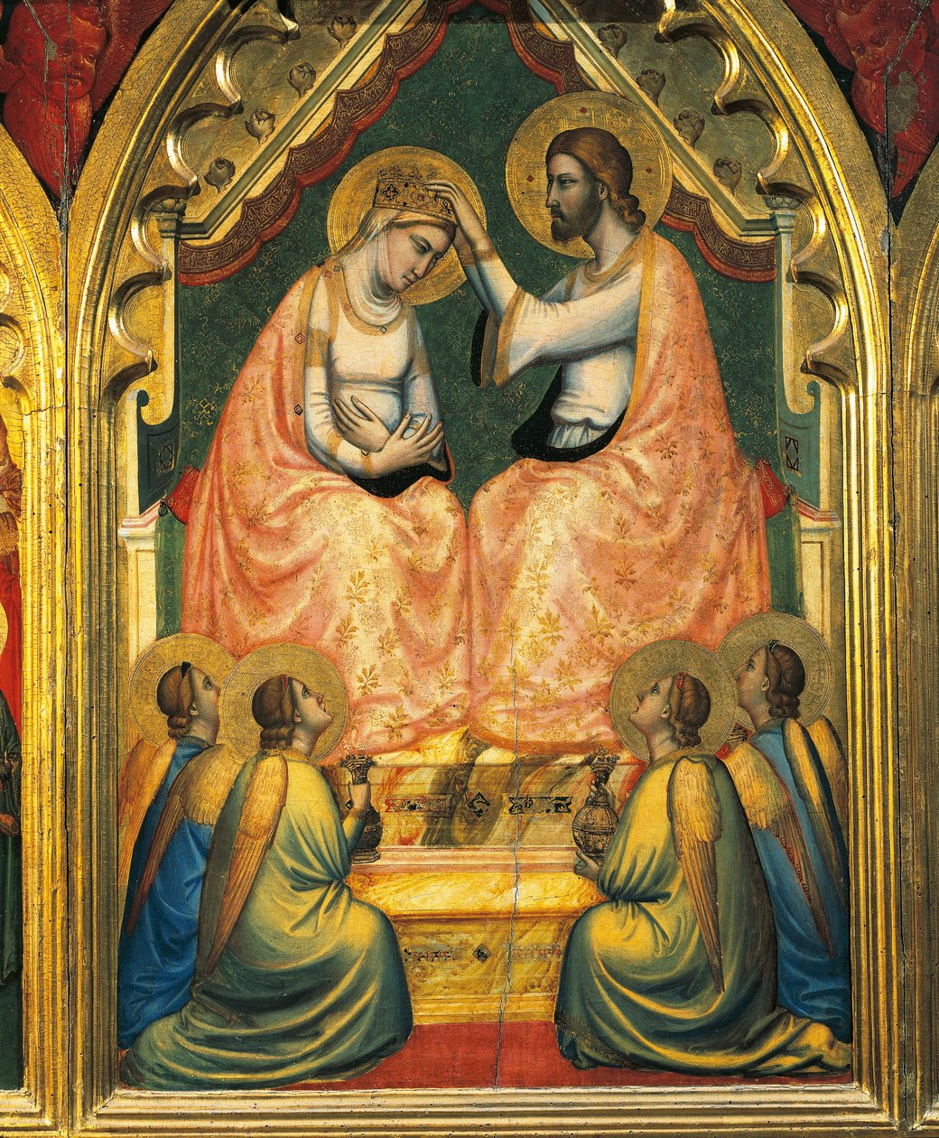 Jomfruens kroning (tempera på panel) av Ambrogio Bondone (workshop) Giotto