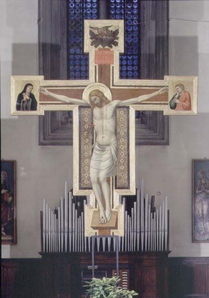 Korsfestelse (panel) av Ambrogio Bondone (workshop) Giotto