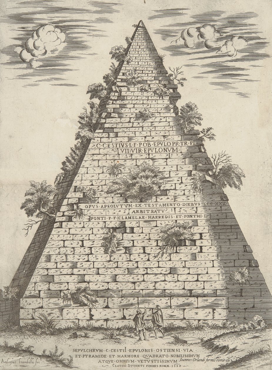Graven til C. Cestii Epulon ble vist ved veien og pyramiden og den firkantede marmoren, den edleste og den eldste av alle av Ambrogio Brambilla