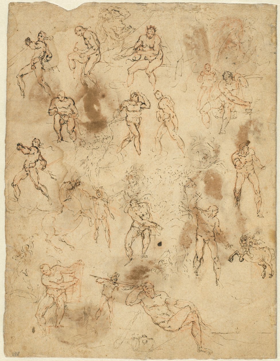 Studier av figurer (verso) av Ambrogio Figino