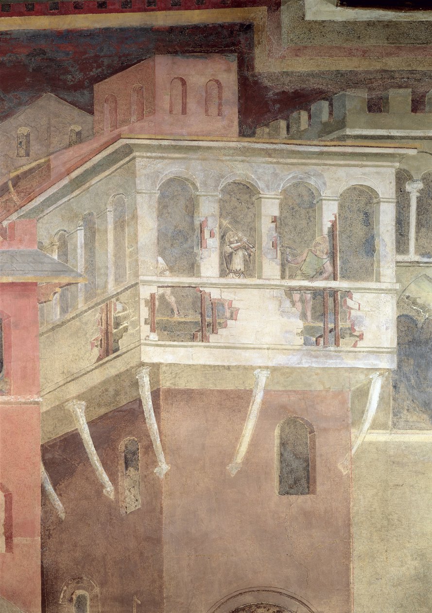 Allegory of Bad Government, detalj om rivingen av et hus av Ambrogio Lorenzetti