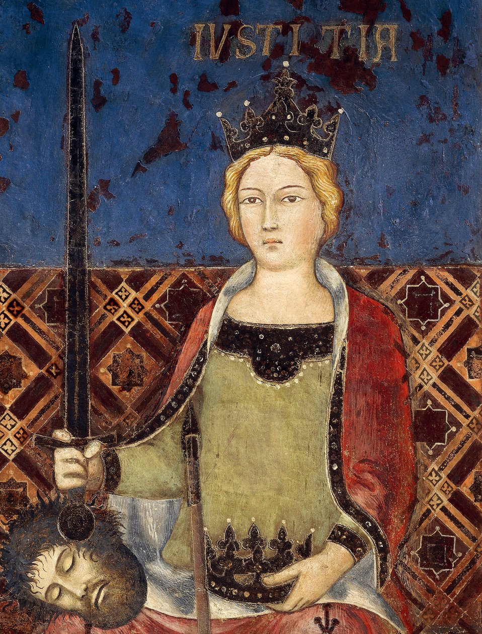 Allegory of Good Government, Justice, detalj fra Allegory and Effects of Good and Bad Government on Town and Country av Ambrogio Lorenzetti