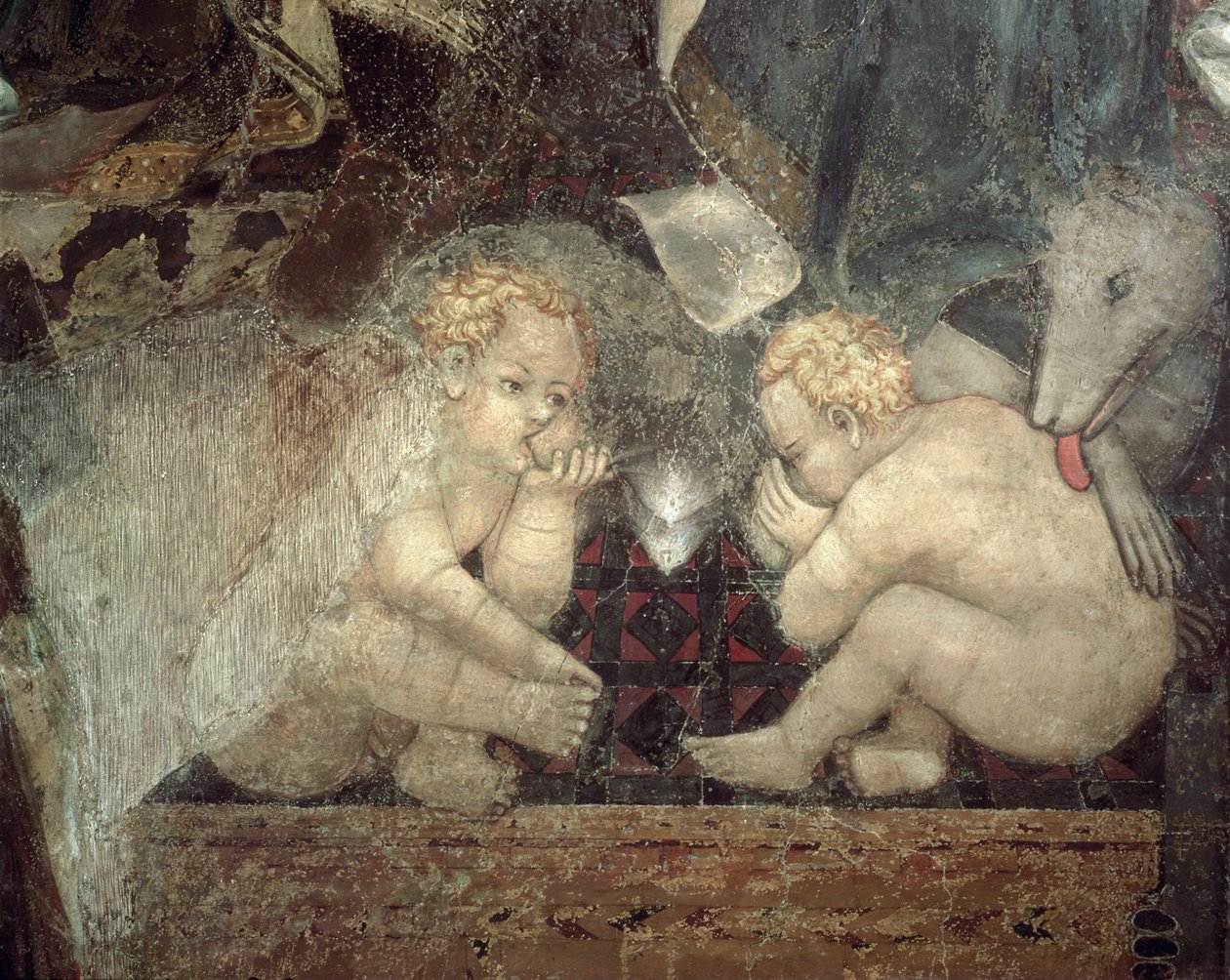 Allegory of Good Government, detalj av Romulus og Remus, 1338-40 av Ambrogio Lorenzetti