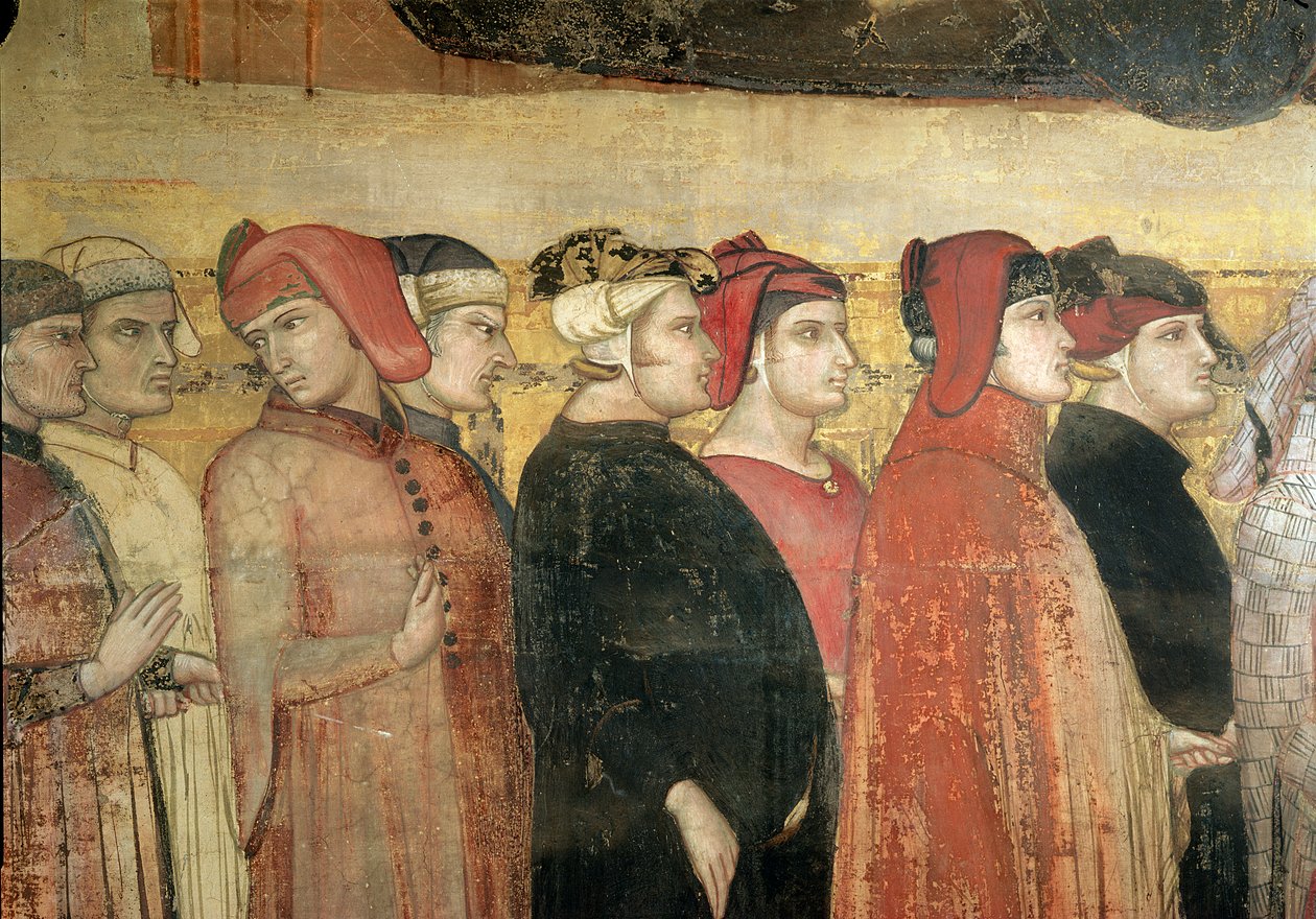 Allegory of Good Government, detalj av åtte rådmenn av Ambrogio Lorenzetti