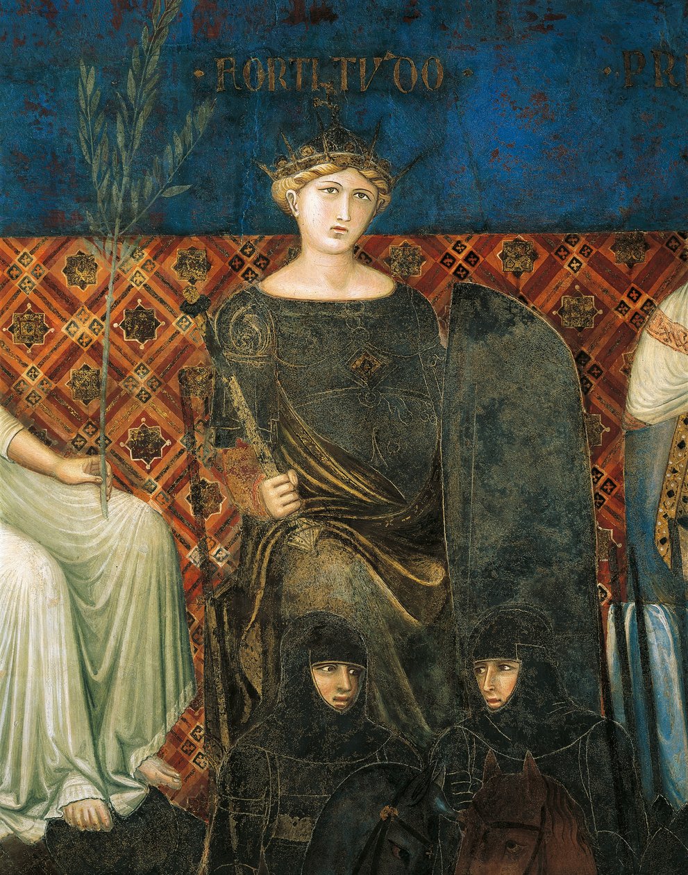 Allegori om makt, detaljer fra Allegory og virkninger av god og dårlig regjering i by og land av Ambrogio Lorenzetti