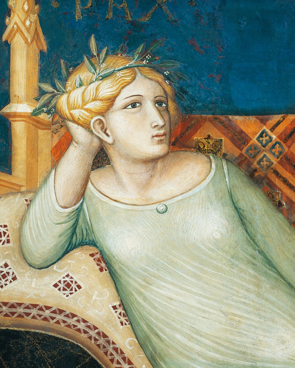 Allegori om god regjering, fred, detaljer fra Allegori og virkninger av god og dårlig regjering i by og land av Ambrogio Lorenzetti