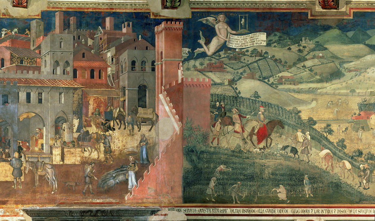 Virkninger av god regjering, ca. 1338 av Ambrogio Lorenzetti