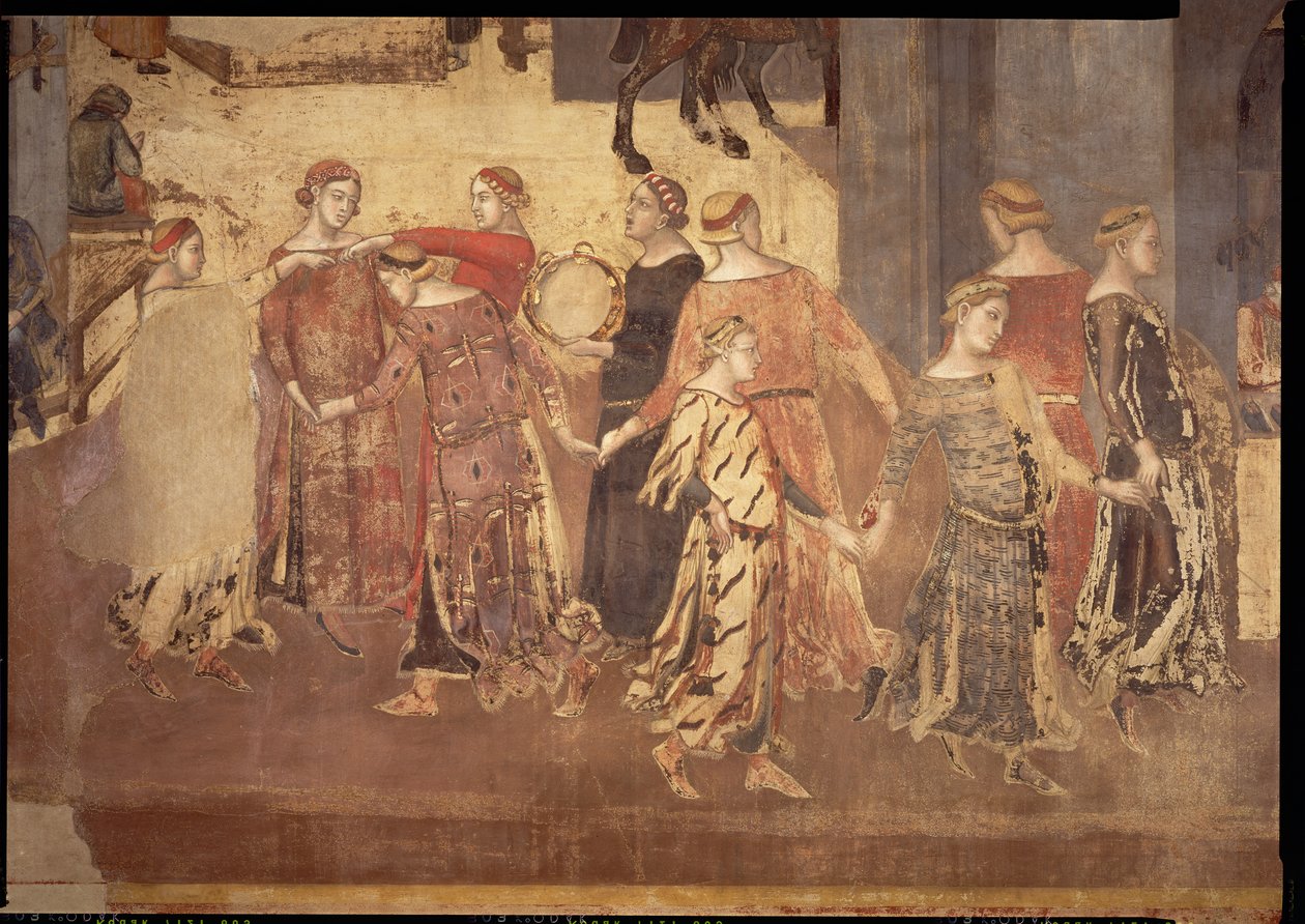 Effekter av god regjering i byen, detaljer om dansere og tamburinspillere, 1338-40 av Ambrogio Lorenzetti