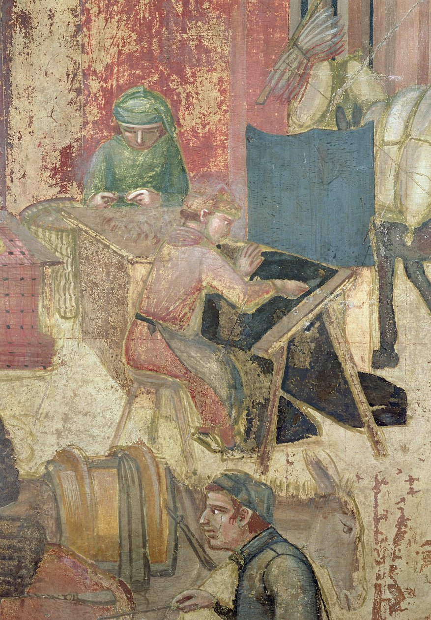 Effekter av god regjering i byen, detalj om vevere, 1338-40 av Ambrogio Lorenzetti