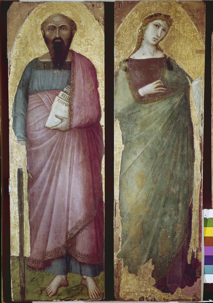 Saint Paul og et hellig martyrium, detalj av en polyptisk (tempera på tre av Ambrogio Lorenzetti