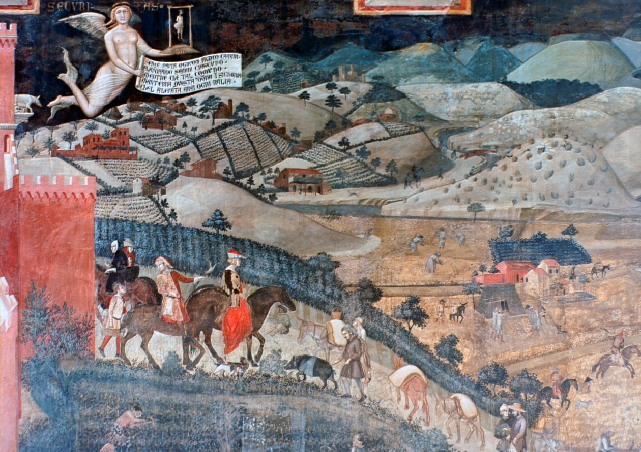 Effektene av god regjering på landsbygda, detalj, 1338-1340 av Ambrogio Lorenzetti