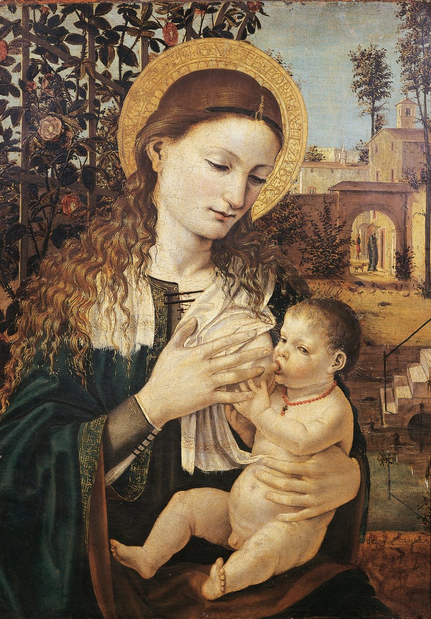 Madonna del Latte, av Ambrose Bergognone (ca 1460-1523) av Ambrogio da Fossano (c.1460 1523)