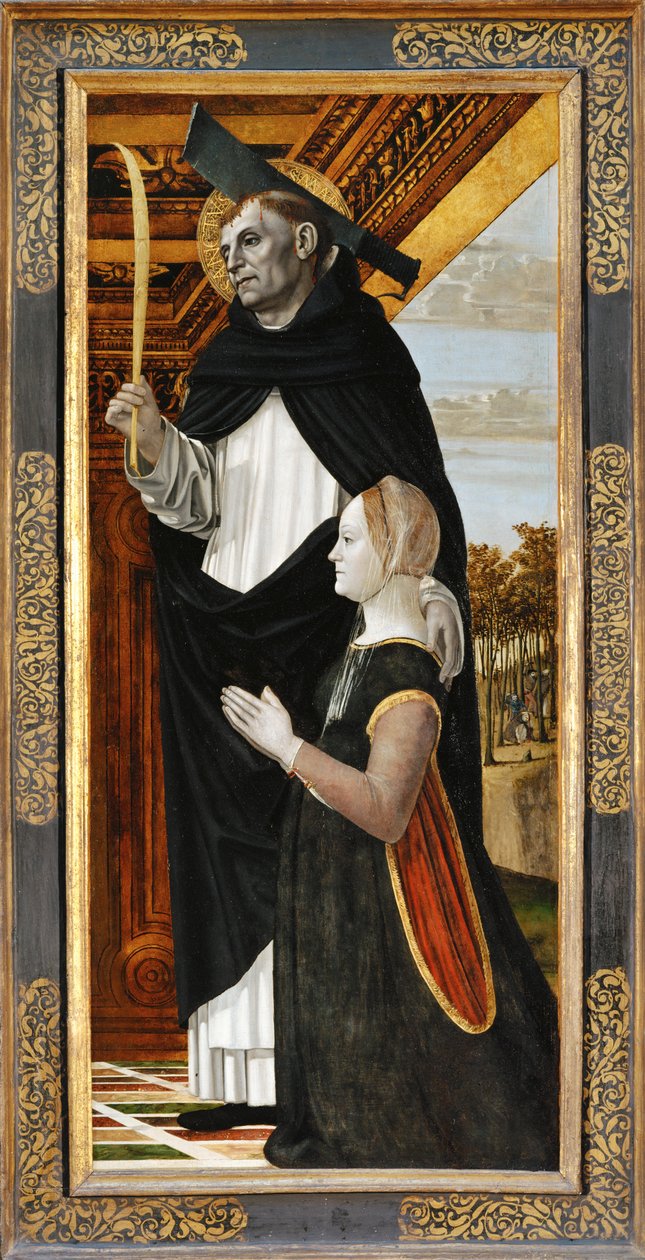 Sankt Peter og en knelende donor ... av Ambrogio da Fossano (c.1460-1523)