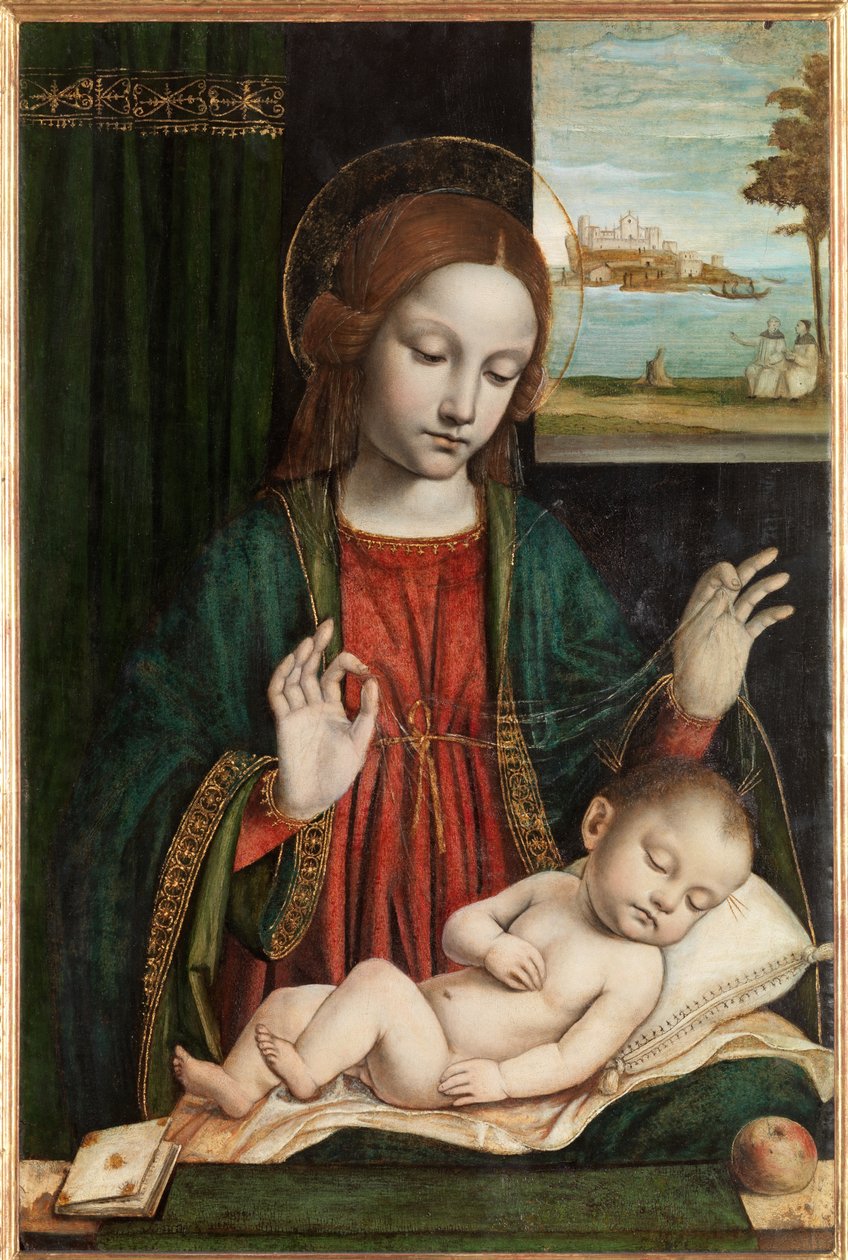 Madonna og sovende barn (Madonna of the Veil) av Ambrogio da Fossano (c.1460 1523)