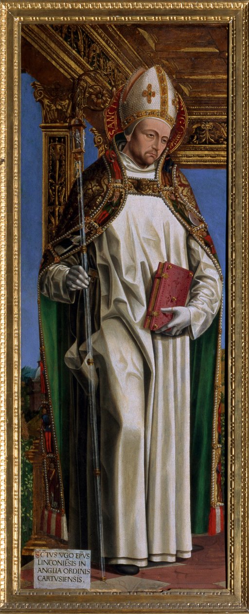 Saint Hugh of Avalon (eller Hugh of Lincoln) (1140-1200), fransk eveque. Maleri av Ambrogio da Fossano dit il Bergognone (1481-1522) Cathedrale Saint Just, Susa, Torino av Ambrogio da Fossano (c.1460 1523)