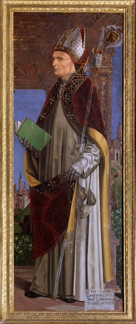 Saint Hugh of Grenoble (eller Hugh of Chateauneuf) (1053-1132), eveque of Grenoble Maleri av Ambrogio da Fossano dit il Bergognone (1481-1522) Cathedrale Saint Just, Susa, Torino av Ambrogio da Fossano (c.1460 1523)