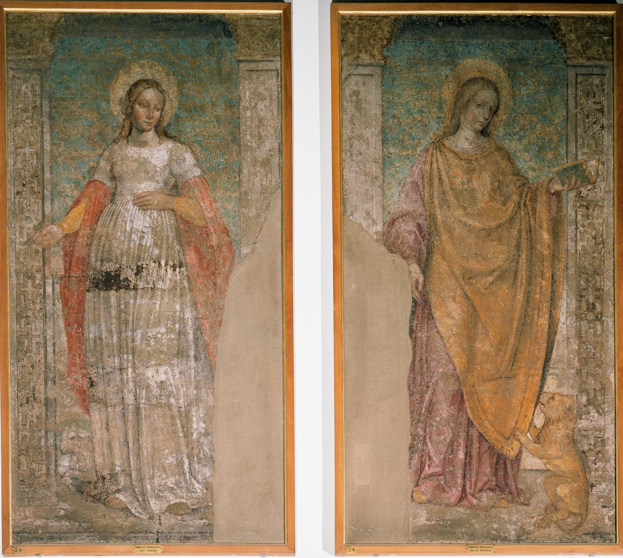 St Agnes av Roma og St. Martina av Roma (Fresco av Ambrogio da Fossano (c.1460 1523)