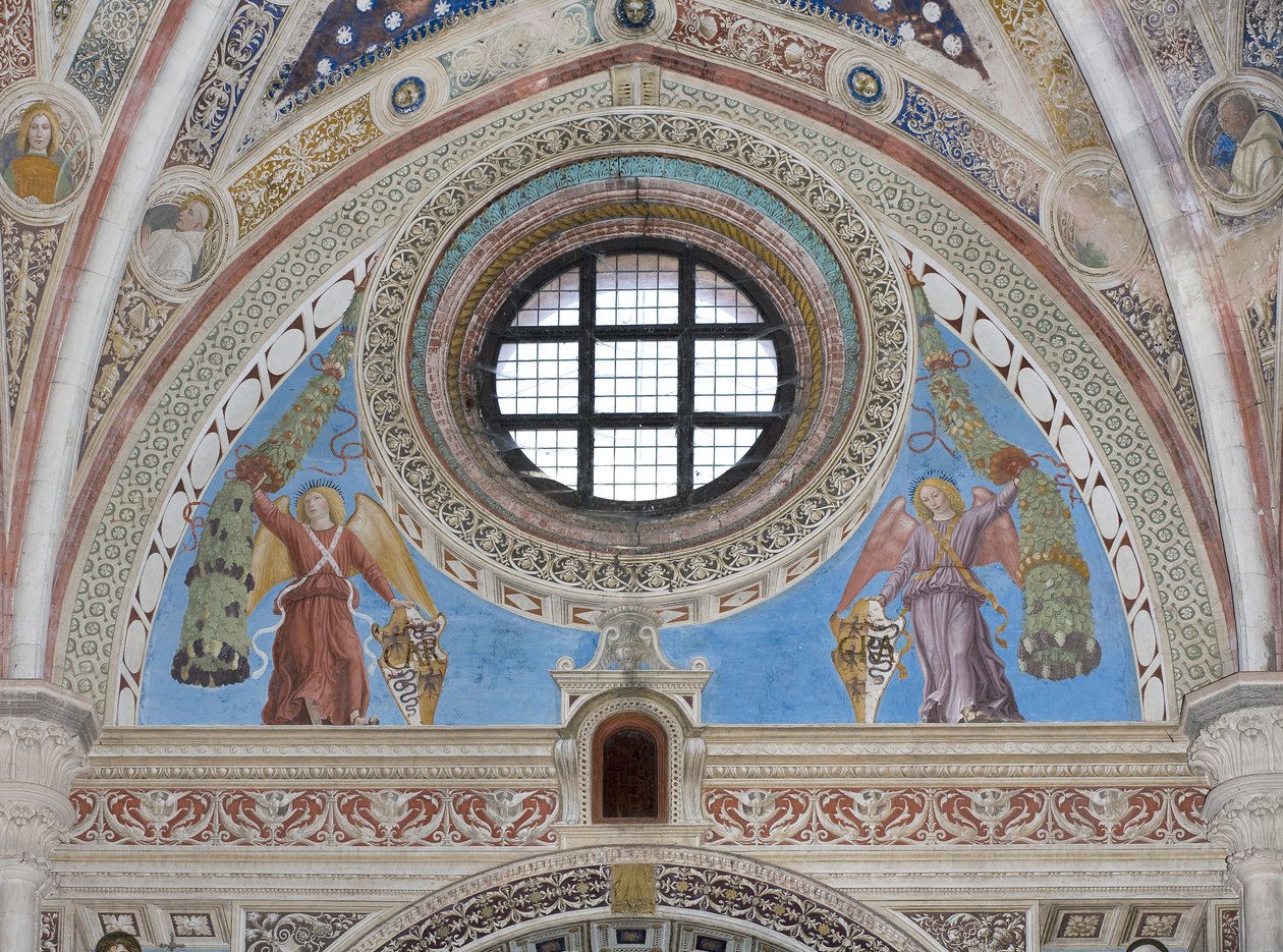 Engler med skjold som holder girlandere, ca. 1500-22 av Ambrogio da Fossano