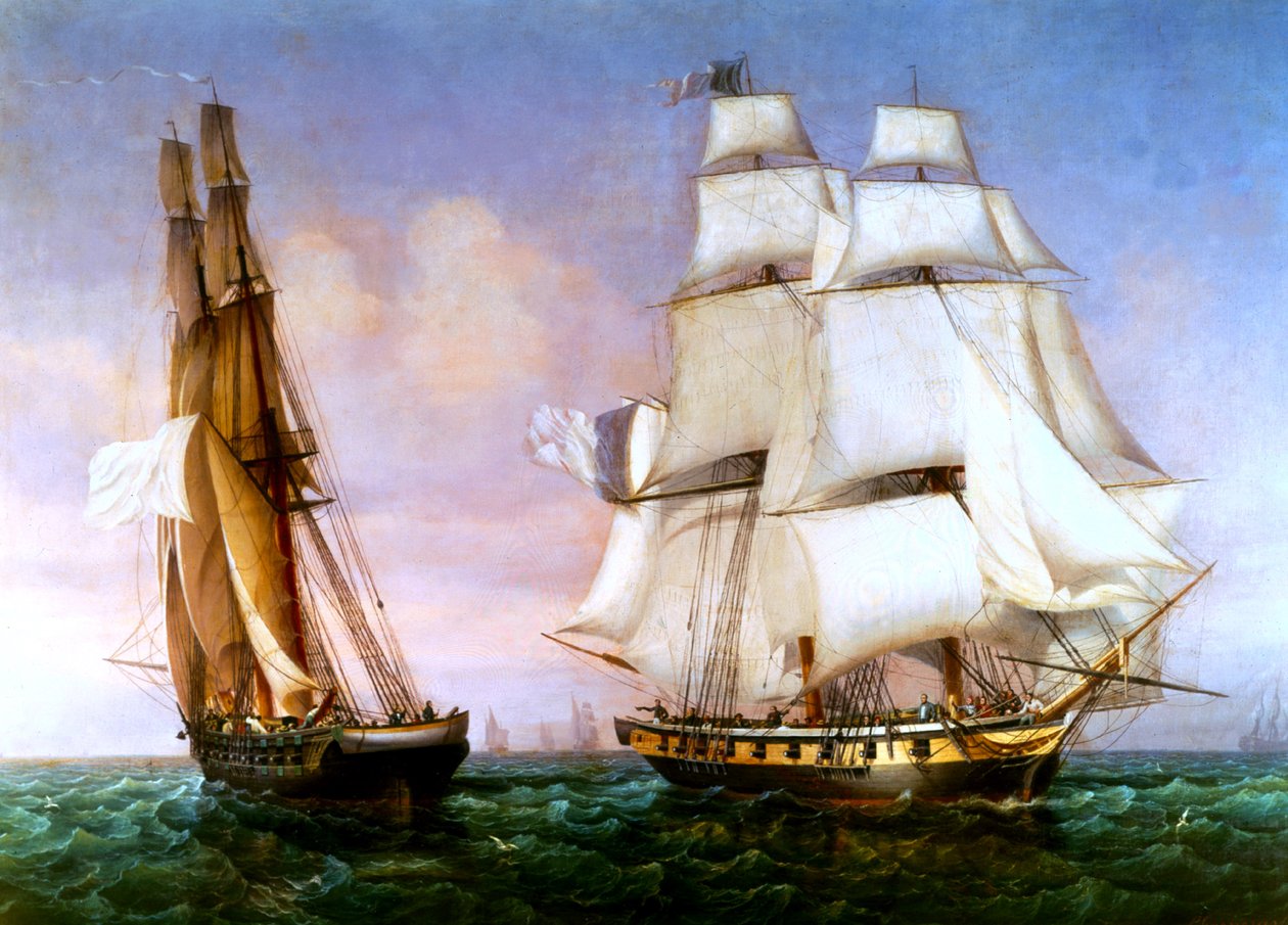 Napoleon forlater øya Elba 28. februar 1815 av Ambroise Louis Garneray