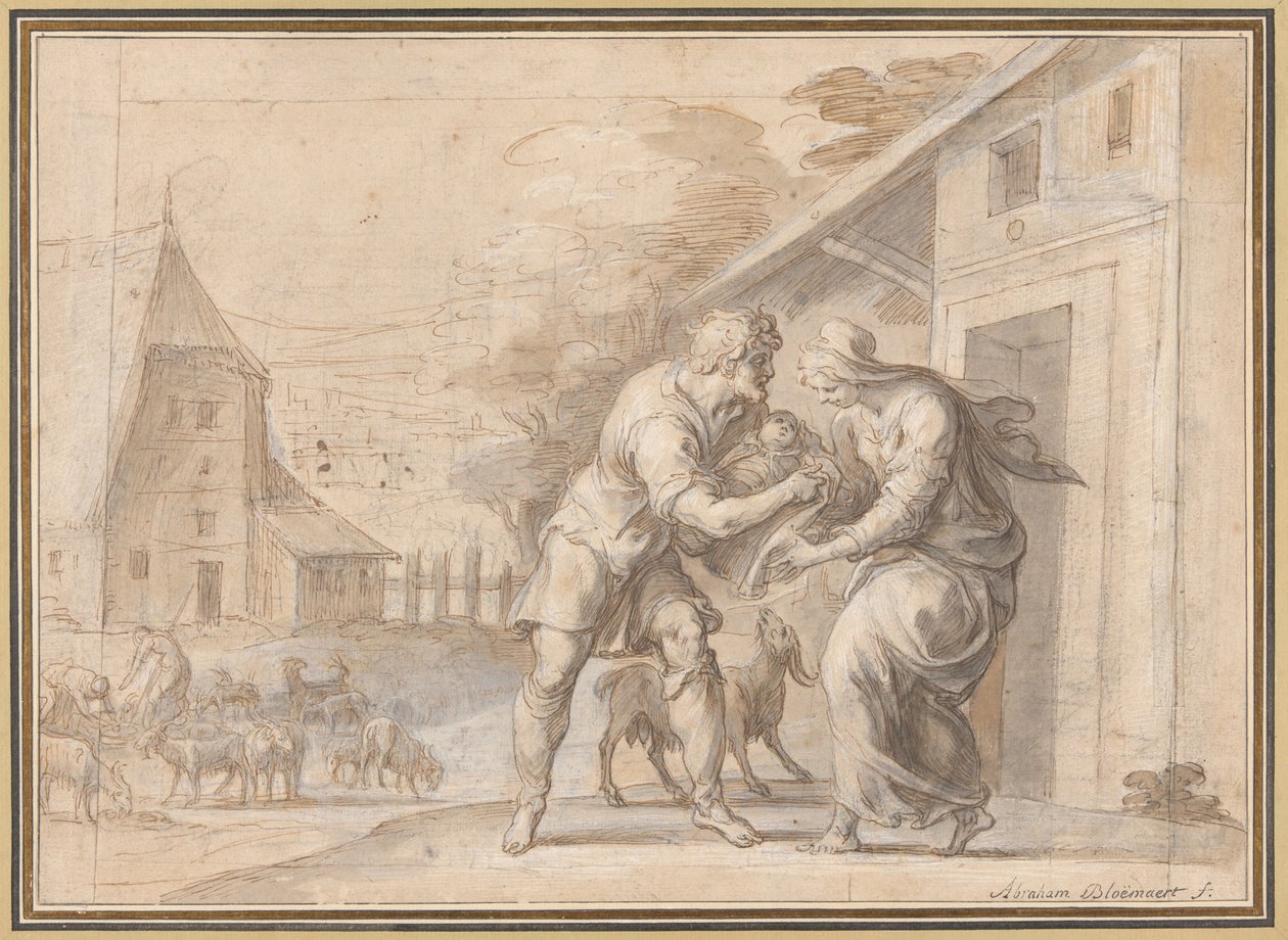 Geitegjeteren Lamon gir spedbarnet Daphnis til sin kone Myrtele av Ambroise Dubois