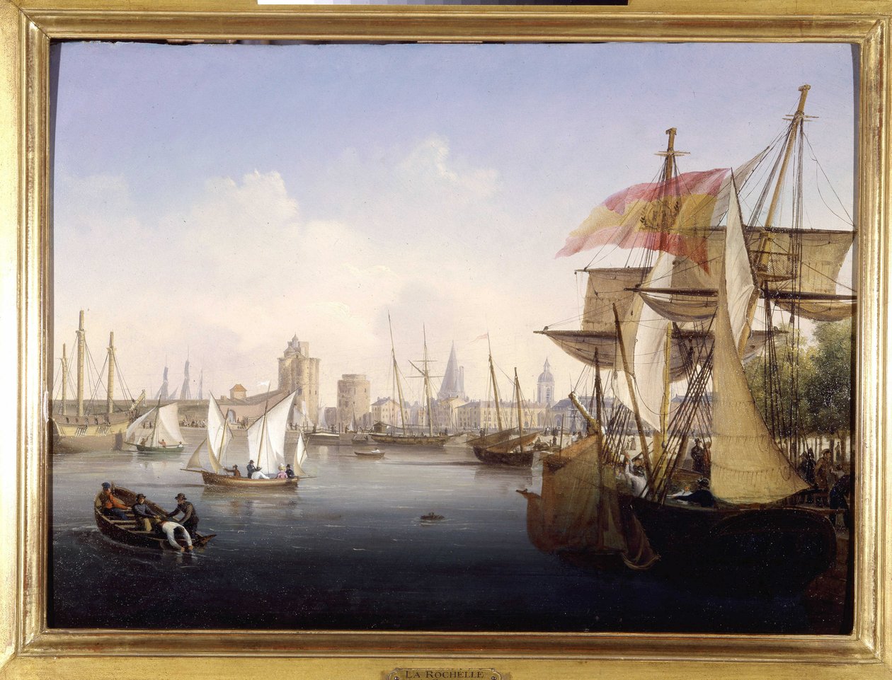 Le port de La Rochelle av Louis Garneray, sd. ca 1820, Olje på lerret, H. 0,330; L. 0,460. CCIP Coll. av Ambroise Louis Garneray
