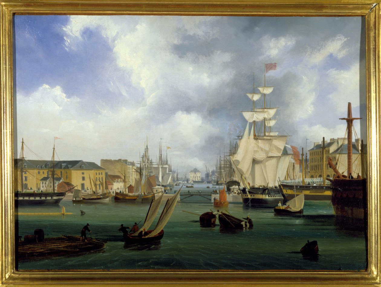 Havnen i Le Havre, Grand Bassin, av Louis Garneray, sd. ca. 1820, Olje på lerret, H. 0,330; L. 0,460. CCIP Coll. av Ambroise Louis Garneray