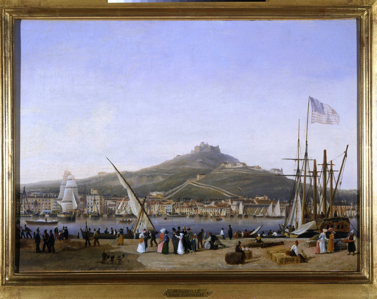 Marseille havn av Louis Garneray, sd. ca 1820, Olje på lerret, H. 0,330; L. 0,460. CCIP Coll. av Ambroise Louis Garneray