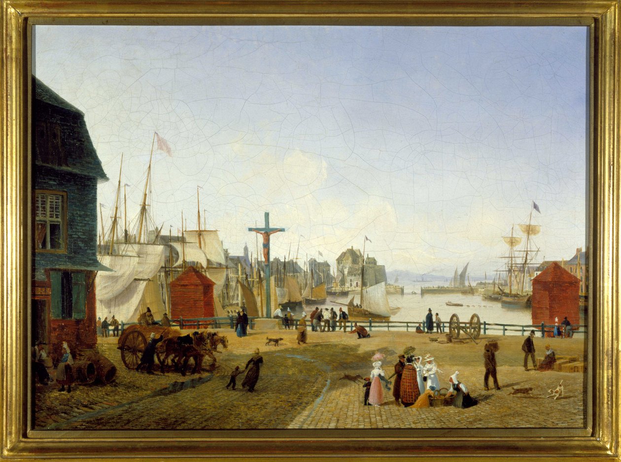 The Port of Honfleur, av Louis Garneray, sd. ca 1820, Olje på lerret, H. 0,330; L. 0,460. CCIP Coll. av Ambroise Louis Garneray
