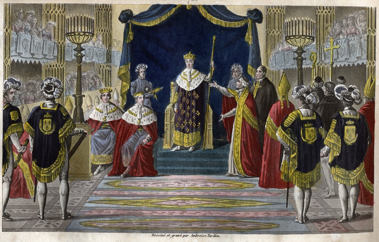 Charles X (1757-1836) ble kronet til konge i Reims 6. mai av Ambroise Tardieu
