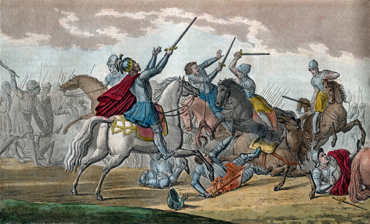 Clovis I (466-511), Frankenes konge, Merovinger-dynastiet - Under slaget ved Tolbiac mot Alamanerne sverget han å konvertere til katolisismen hvis Gud gir ham seier - Tegn og grav av Ambroise Tardieu i 1825 av Ambroise Tardieu