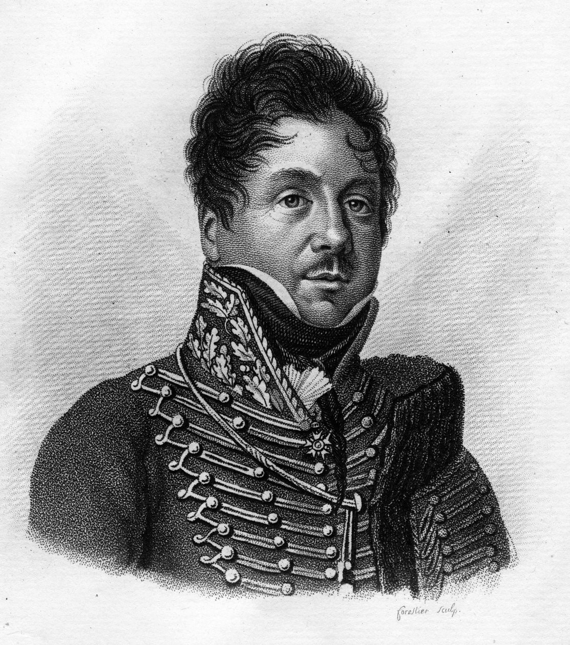 François FOURNIER SARLOVEZE (Sarlovese) 1774-1827- i "Portretter av franske generaler etter franskmennenes seire og erobringer"". Gravert av Ambroise Tardieu i 1818. Stella Collection. av Ambroise Tardieu