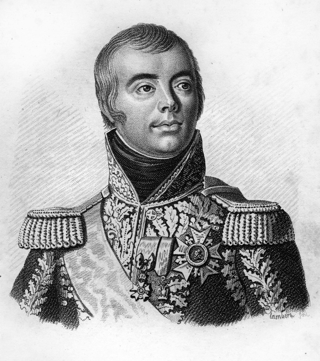 Jacques Alexandre Macdonald (1765-1840), marskalk av Frankrike. i "Portretter av de franske generalene etter franskmennenes seire og erobringer"". Gravert av Ambroise Tardieu i 1818. Stella Collection. av Ambroise Tardieu