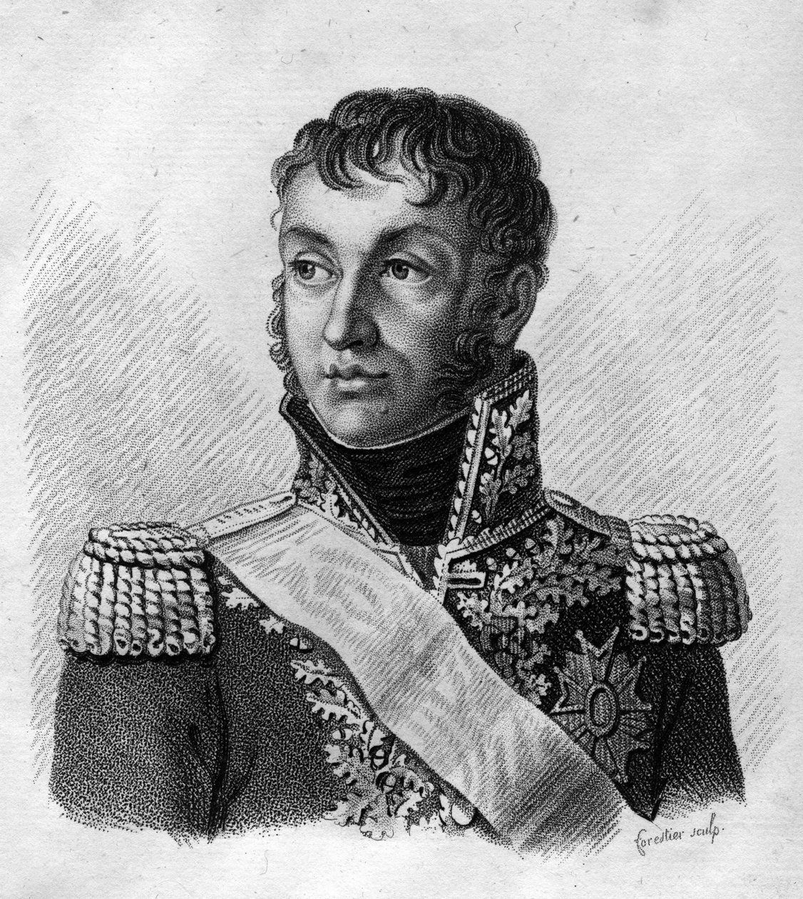 Jean Andoche Junot (Jean-Andoche) (1771-1813), hertug av Abrantes, fransk general.in” Portretter av de franske generalene etter franskmennenes seire og erobringer””. Gravert av Ambroise Tardieu i 1818. Stella Collection. av Ambroise Tardieu