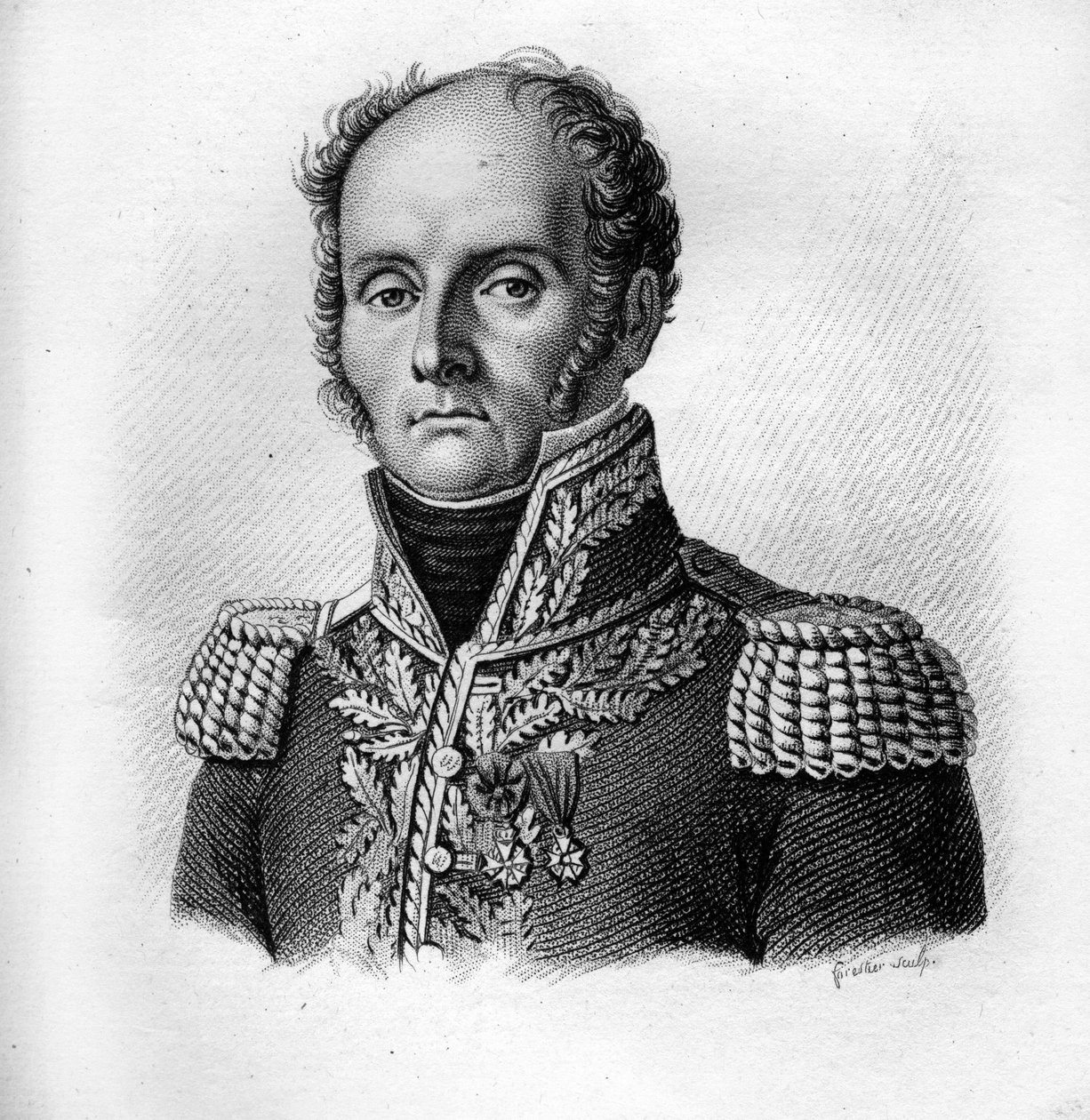 General Charles - Théodore Beauvais de Préau (1772-1830) i "Portretter av franske generaler"". Gravert av Ambroise Tardieu i 1818. Stella Collection av Ambroise Tardieu