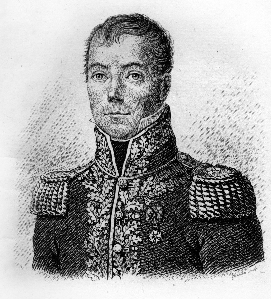 General Jean Pierre BECHE. 1770-1814.i ""Portretter av franske generaler"". Gravert av Ambroise Tardieu i 1818. Stella Collection av Ambroise Tardieu
