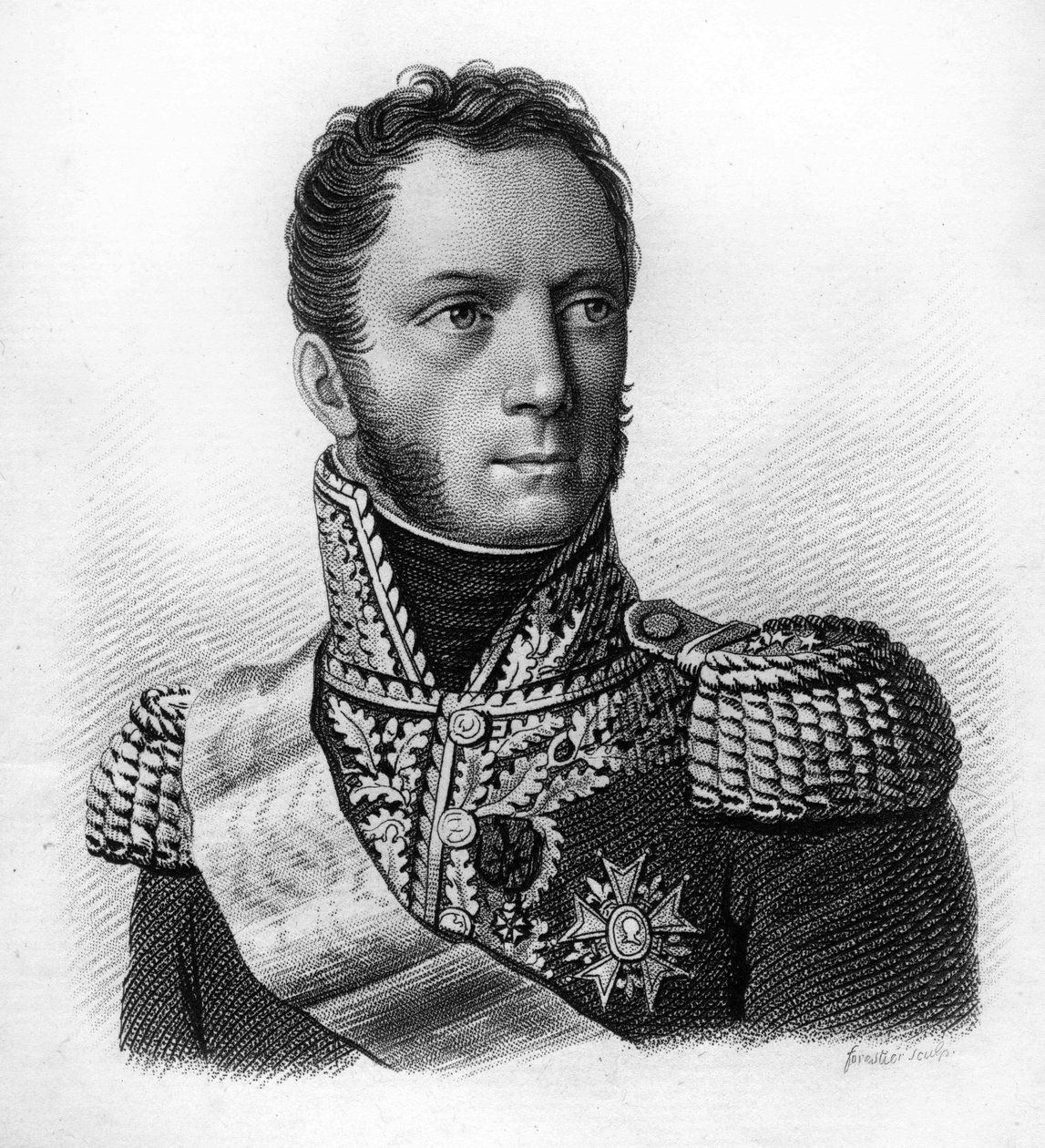 Louis Armand Augustin CAULAINCOURT (1773-1827) - i "Portretter av franske generaler etter franskmennenes seire og erobringer"". Gravert av Ambroise Tardieu i 1818. Stella Collection. av Ambroise Tardieu