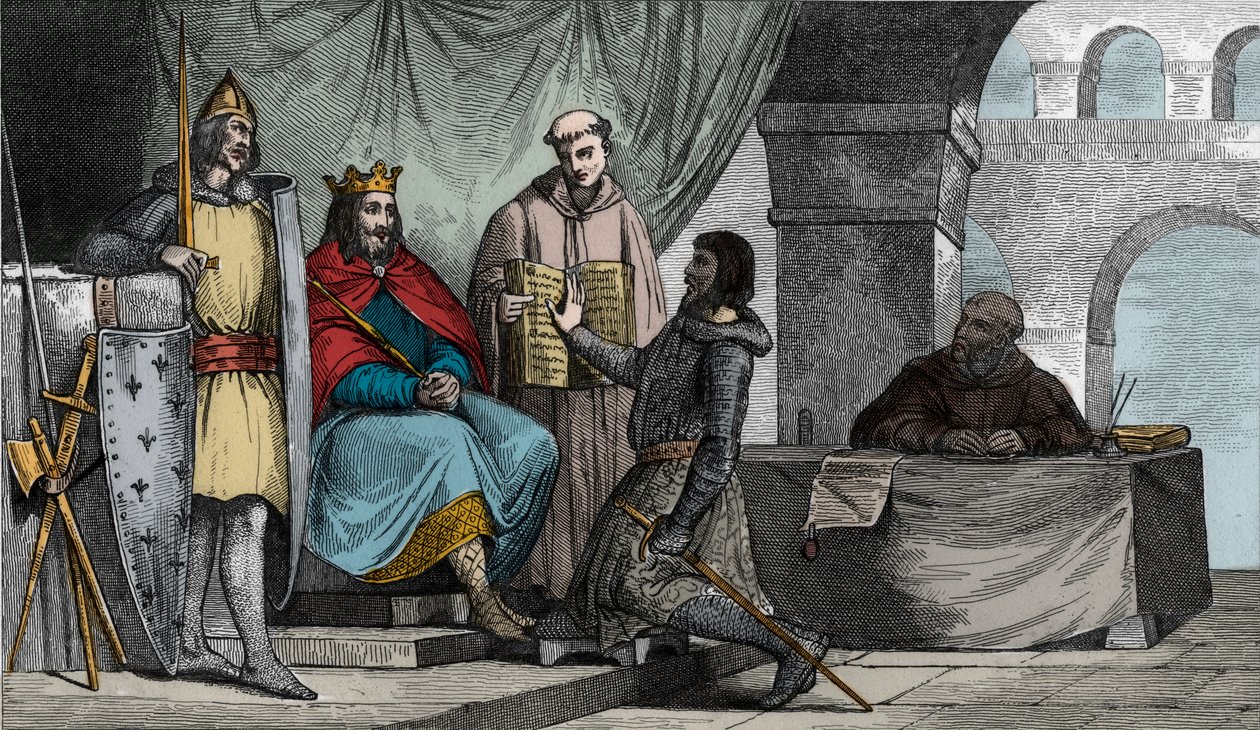 Louis II (848-79) Stammereren mottar en ed om troskap fra en adelig - av Ambroise Tardieu