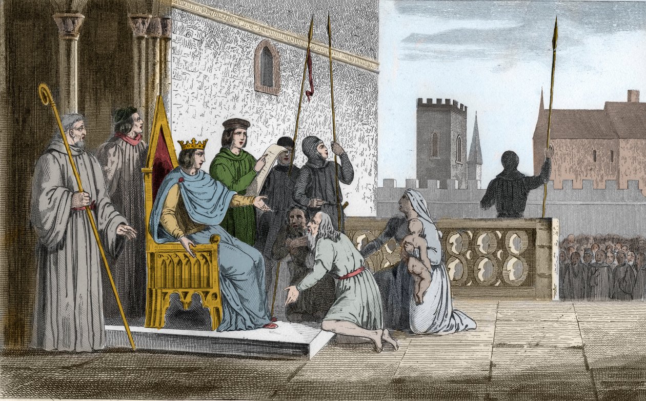 Louis X (1289-1316) den rampete frigjør livegne - Louis X dit "" Le Hutin" (1289-1316), capetianernes dynasti, kjent for å ha frigjort alle livegne i hans rike som han tvang til å forløse deres frihet - Gravering fra 1825 i "Histoire de F av Ambroise Tardieu