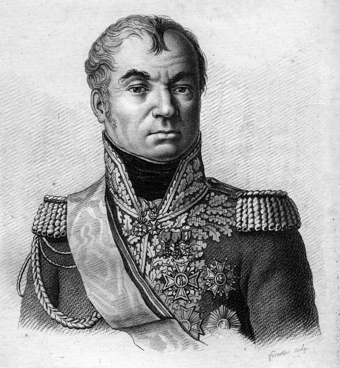 Marskalk Oudinot. Nicolas Charles Oudinot, hertug av Reggio Maréchal av Frankrike (1767 til 1847).i "" Portretter av de franske generalene etter franskmennenes seire og erobringer"". Gravert av Ambroise Tardieu i 1818. Stella Collection. av Ambroise Tardieu