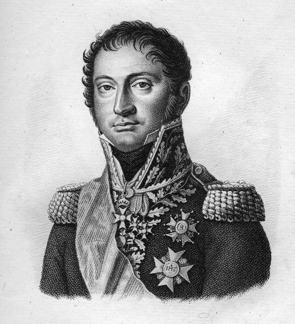 Marskalk Reille. Honoré Charles, grev Reille Maréchal av Frankrike (1775 til 1860).i" Portretter av de franske generalene etter franskmennenes seire og erobringer"". Gravert av Ambroise Tardieu i 1818. Stella Collection. av Ambroise Tardieu
