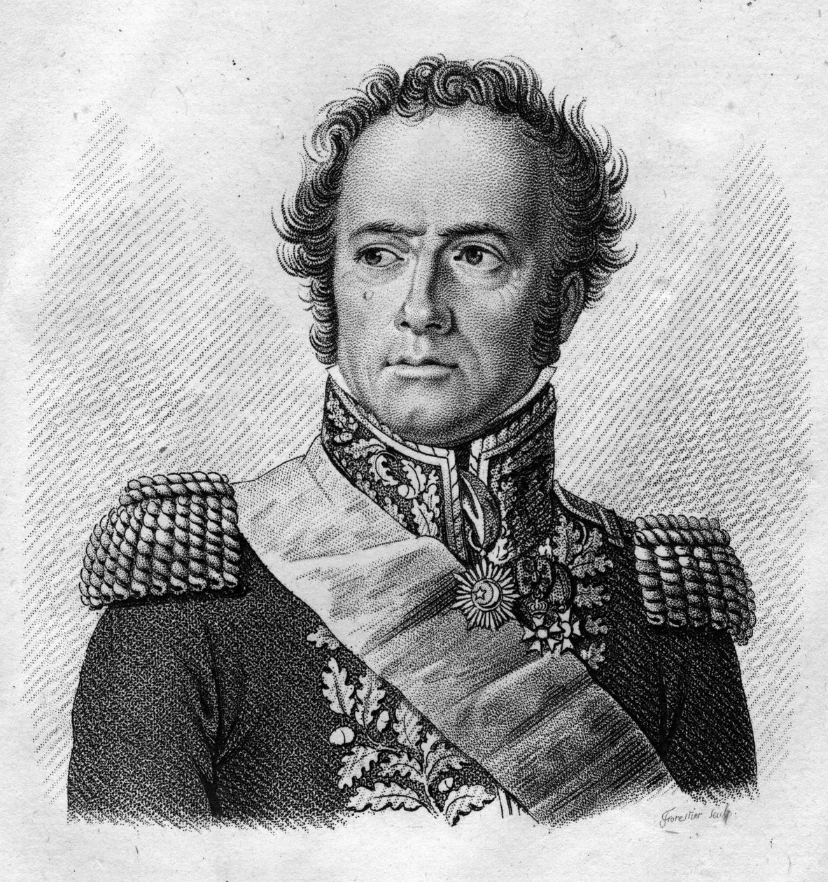 Maximilien Sébastien Foy.Fransk general og politiker (1775 til 1825) - i” Portretter av de franske generalene etter franskmennenes seire og erobringer””. Gravert av Ambroise Tardieu i 1818. Stella Collection. av Ambroise Tardieu