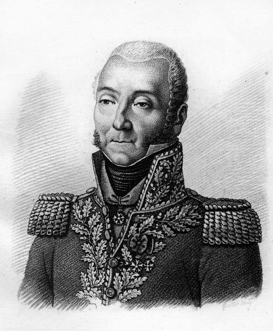 Portrett av general Jérôme Soules 1760-183.- i "Portretter av franske generaler etter franskmennenes seire og erobringer"". Gravert av Ambroise Tardieu i 1818. Stella Collection. av Ambroise Tardieu