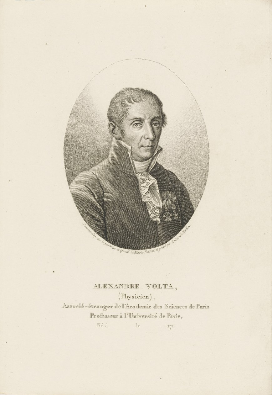 Portrett av Alessandro Volta 1745-1827, ca 1820. av Ambroise Tardieu