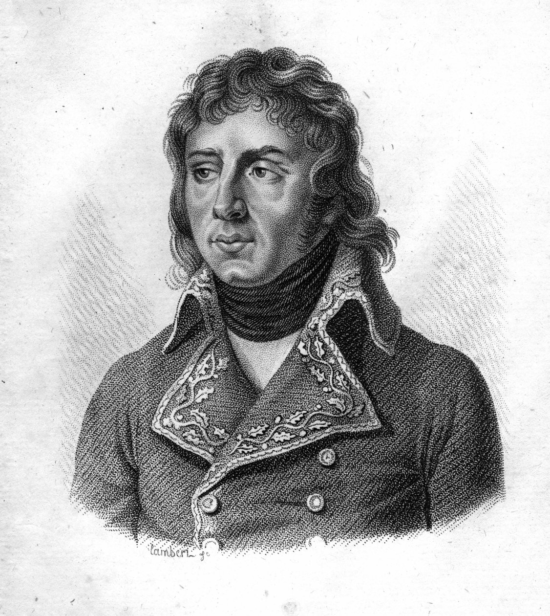 Portrett av Charles Antoine Desaix de Veygoux (1768-1800), general franca.- i Portraits des generals francais etter franskmennenes seire og erobringer. Grav av Ambroise Tardieu i 1818. Stella Collection. av Ambroise Tardieu