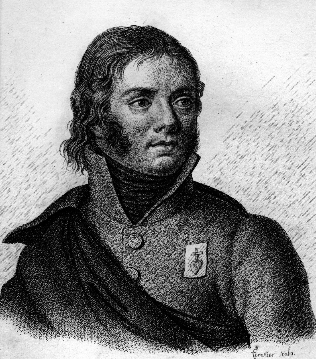 Portrait of Charles Melchior Arthus, Marquis de Bonchamps (1760-1793) General sold - in “Portraits des generaux francais qui suite aux victoires et conquetes des Francais””. Grave by Ambroise Tardieu in 1818. Stella Collection. av Ambroise Tardieu