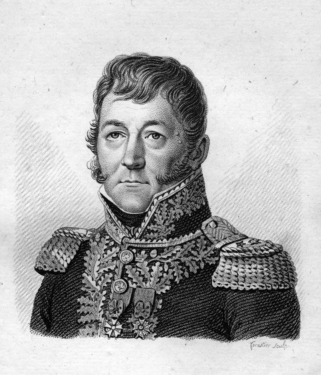 Portrett av Claude Prost (1764-1834), Baron of the Empire, brigadegeneral for artilleri - i "Portretter av franske generaler etter franskmennenes seire og erobringer"". Grav av Ambroise Tardieu i 1818. Stella Collection. av Ambroise Tardieu