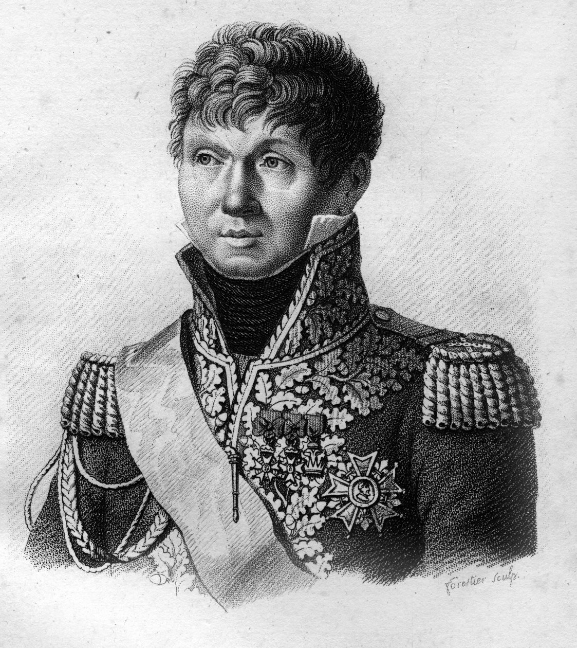 Portrett av Claude Victor Perrin, kjent som Victor Marshal of the Empire (1807), utnevnt til hertug av Bellune i 1808.- i "Portretter av franske generaler etter franskmennenes seire og erobringer". Grav av Ambroise Tardieu i 1818. Stella Collecti av Ambroise Tardieu