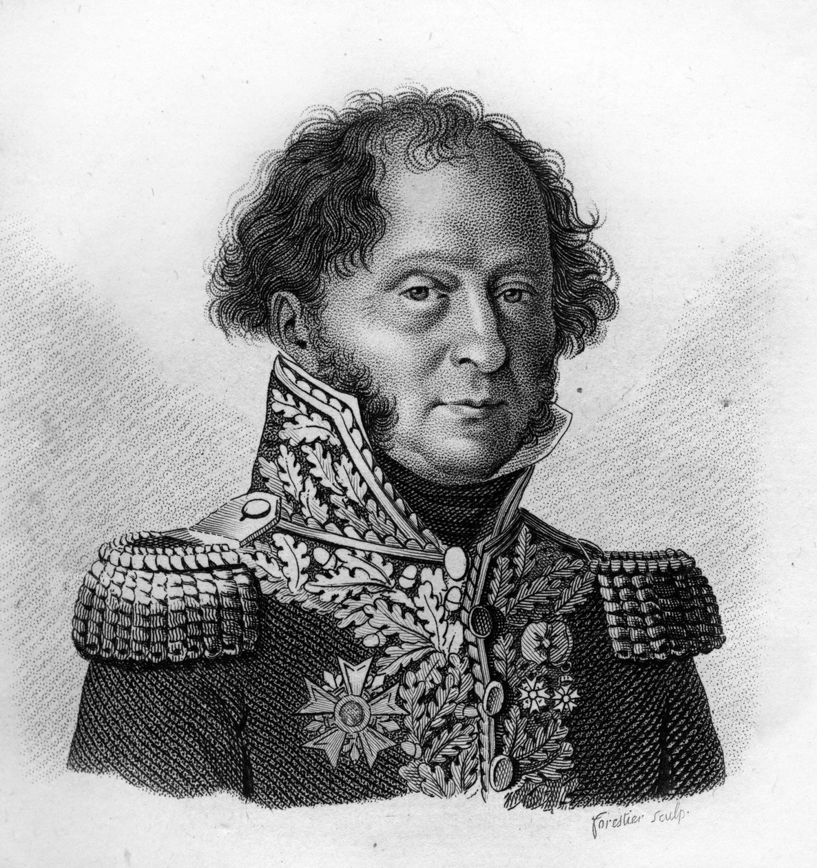 Portrait of Géneral Gabriel BARBOU DECOURRIERES (1770 - 1839) - in “Portraits des généraux français en suite les victoires et conêtes des Français””. Engraved by Ambroise Tardieu in 1818. Stella Collection. av Ambroise Tardieu