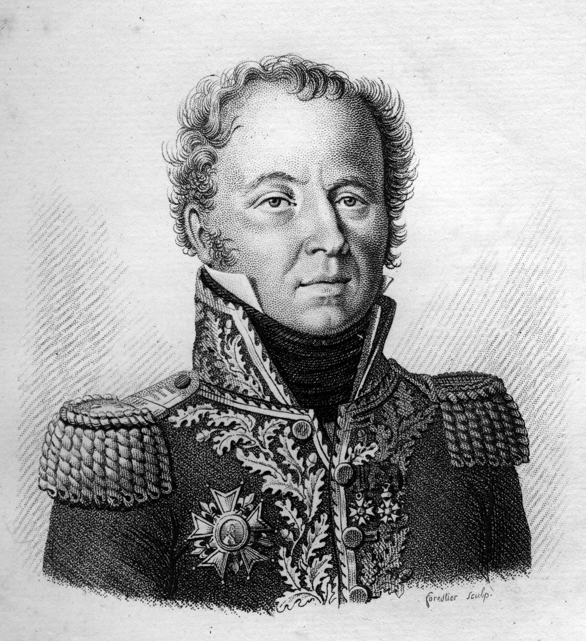 Portrett av generalmajor baron Louis Emmanuel (Louis-Emmanuel) Rey (1768-1846) - i "Portretter av franske generaler etter franskmennenes seire og erobringer"". Grav av Ambroise Tardieu i 1818. Stella Collection. av Ambroise Tardieu